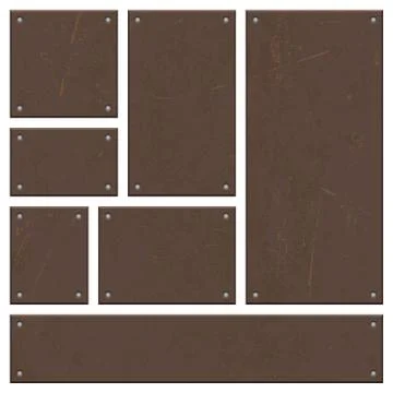 Rusty iron board set vector design isolated on white Stock Illustration