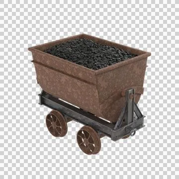 Rusty iron cart full of coal Stock Illustration