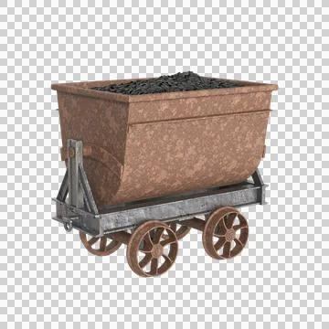 Rusty iron cart full of coal Stock Illustration