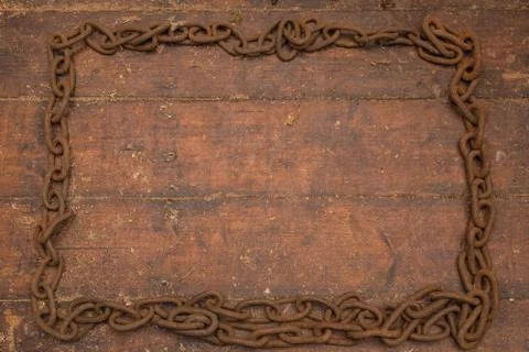 Rusty iron chain frame. Stock-Fotos