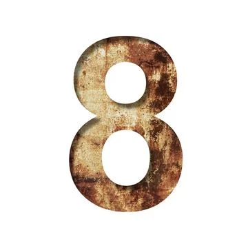 Rusty iron digits. Digit eight, 8 cut out of paper on the background of an ol Stock Illustration