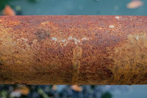 Rusty iron pipe walkway railing Stock Photos