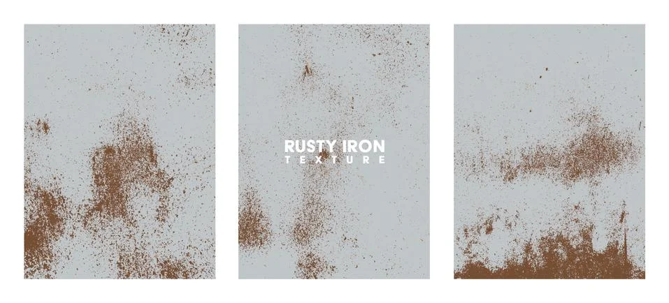 Rusty iron texture set. Rust and dirt overlay black and white texture. Stock Illustration