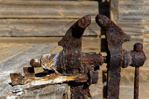 Rusty iron vice Stock Photos