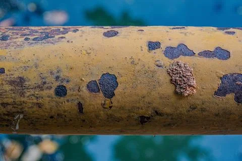 Rusty iron walkway railing beam 스톡 사진