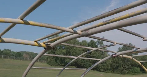 Rusty Jungle Gym In Empty Playground Stock-Footage 92331406