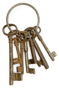 Rusty Keys Isolated on a White Background 스톡 사진