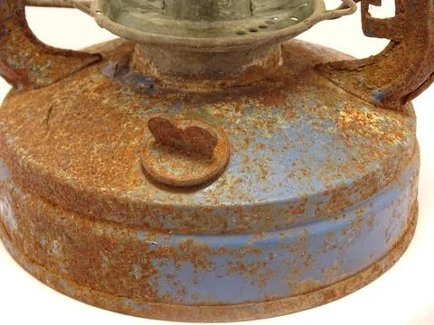 Rusty Lantern Fuel Cap Close‑Up Fotos Stock