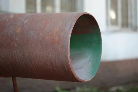Rusty large diameter pipe, metal pipe Stock Photos