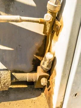 Rusty leaking pipe of air conditioning Stock Photos