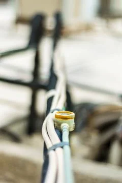 Rusty leaking pipe of air conditioning Stock Photos