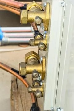 Rusty leaking pipe of air conditioning Stock Photos