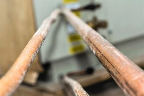 Rusty leaking pipe of air conditioning Stock Photos