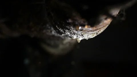 Rusty leaking sewer pipe. Old rotten basement pipes Stock Footage 119254826
