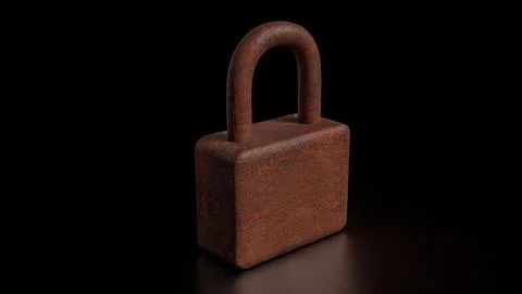 The Rusty lock for Cybersecurity  or technology  concept 3d  rendering.. Illustrazione stock