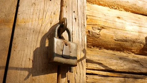 Rusty lock on the door. Stock Footage 117992816