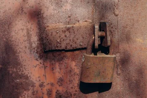 A rusty lock on the door Stock Photos
