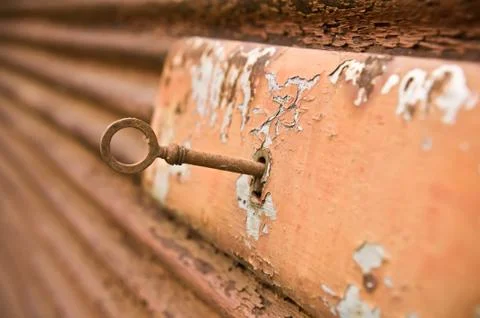 Rusty lock with key Stock Photos
