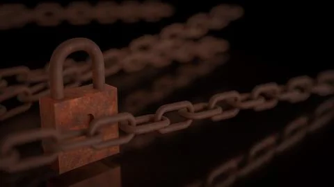 The Rusty lock for protection or security concept 3d Rendering. 스톡 일러스트