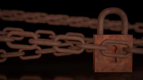 The Rusty lock for protection or security concept 3d Rendering. 스톡 일러스트