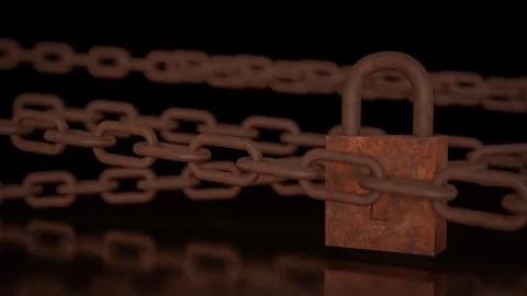 The Rusty lock for protection or security concept 3d Rendering. 스톡 사진