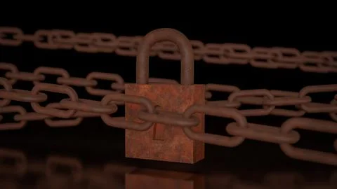 The Rusty lock for protection or security concept 3d Rendering. Stock Photos