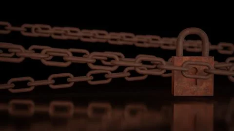The Rusty lock for protection or security concept 3d Rendering. Stock Photos