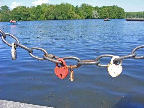 Rusty love padlocks Stock Photos