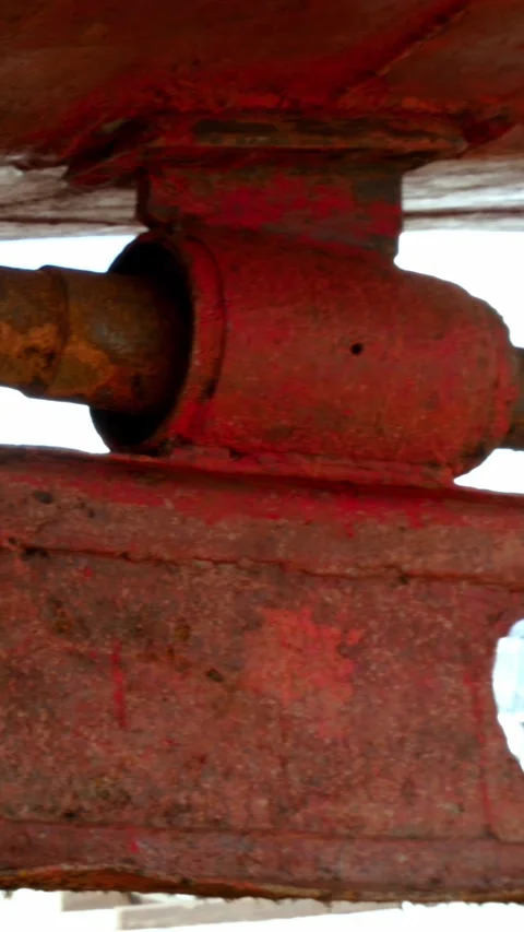 Rusty main rotor restoration process at shipyard before paint application Stock Footage 291038880