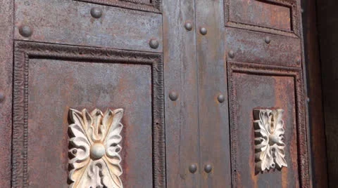 Rusty Mausoleum Doors Stock Footage 22606385