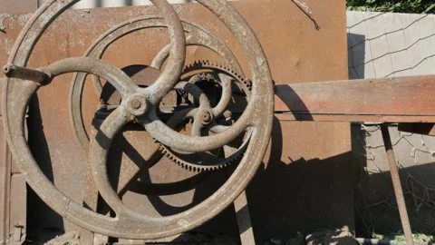 Rusty Mechanic Gears On The Old Machine  Stock Footage 127989824
