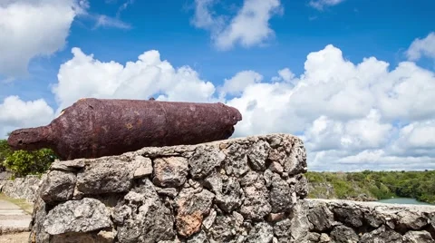 Rusty medieval cannon, timelapse Stock Footage 51076474