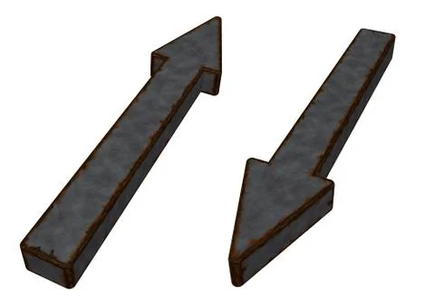 Rusty metal arrows on white background - 3d illustration イラスト素材