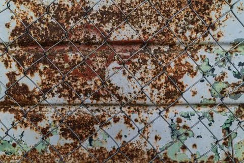 Rusty metal background with grid 库存照片