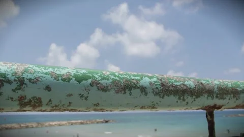 Rusty metal by the beach. Stock Footage 197002885