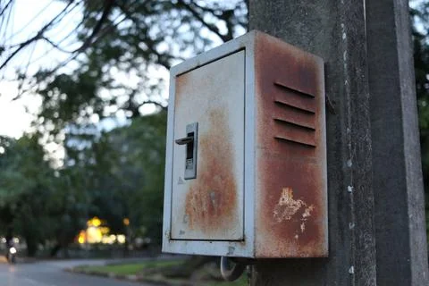 Rusty metal box. Stock Photos
