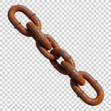 Rusty metal chain link isolated on transparent background Stock Photos