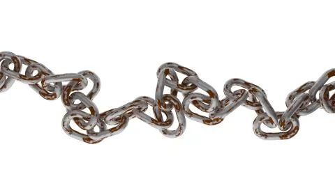 Rusty metal chain on white background Stock Illustration