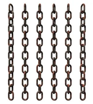 Rusty metal chains on white background - 3d illustration Stock Illustration