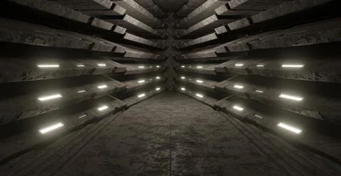 Rusty Metal Empty Dark Rusty Showroom Pillars Dim Dark Grey Montage Backgroun Stock Illustration