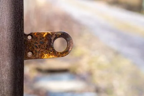Rusty metal eye for the lock. Stock Photos