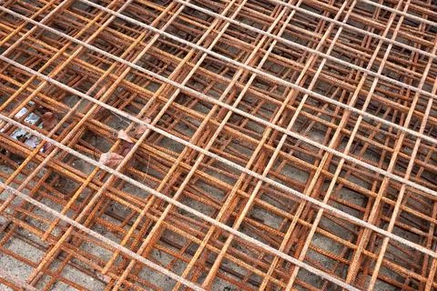 Rusty metal grid pattern for industrial concepts 스톡 사진