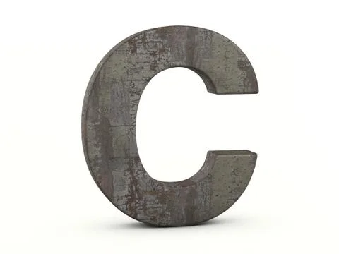 Rusty metal letter C Stock Illustration