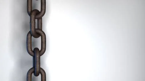 Rusty Metal Link Chain over Bright White Background Stock Illustration