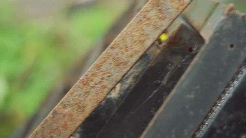 Rusty metal object outdoor / Camera moving to the right Stock Footage 131061715