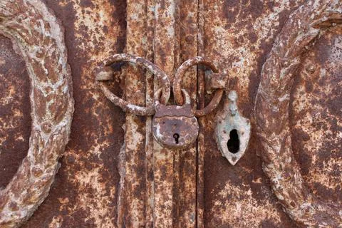 Rusty metal padlock Stock Photos