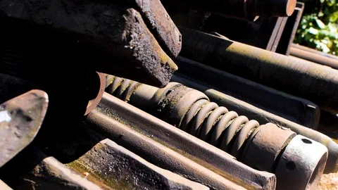 Rusty metal pipes, rusty stuff, old tools Video stock 127367590