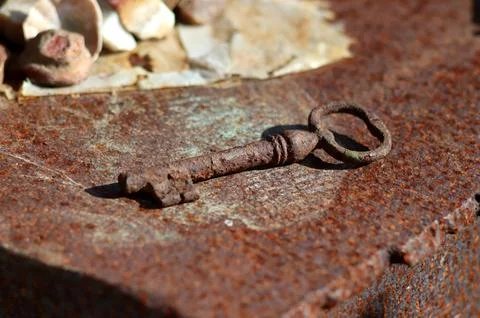 Rusty metal rustic old key Stock Photos