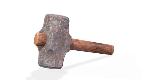 Rusty metal sledge hammer isolated on white background. 3d render Stock Illustration