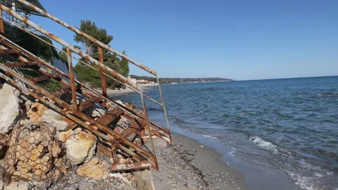 Rusty metal staircase Stock Footage 155139553